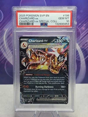 PSA 10 CHARIZARD EX #196 BLACK STAR PROMO SPECIAL COLLECTION 2025 POKEMON SVP EN - Image 1 of 2
