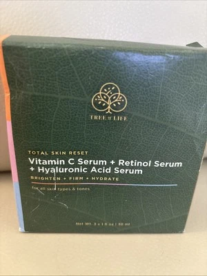 НОВОЕ Древо Жизни ПОЛНАЯ ПЕРЕЗАГРУЗКА КОЖИ Витамин С + Ретинол + Гиалуроновые Сыворотки 1 унц Ea - Изображение 1 из 4