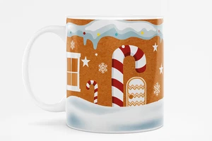 Festive Gingerbread House Mug – 11oz Ceramic Holiday Cup - Picture 1 of 4