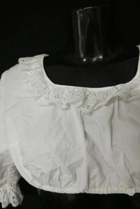 Gr.44 Dirndlbluse weiß Bluse für Dirndl Baumwolle mit Spitze B11099 - Bild 1 von 3