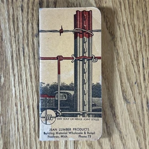 Vintage roter Markenzaun Werbung Notizbuch Nadeau MI Jean Lumber 30er-1940er - Bild 1 von 17