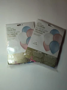 Lot Of 2 Gender Reveal 3 Color Mix Latex Balloons 15ct 11” - Picture 1 of 4