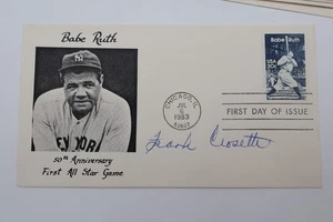 FRANK CROSETTI BABE RUTH TEAMMATE 1983 GAME AUTOGRAPH FDC 2046 7 WS YANKEES TS70 - Picture 1 of 1