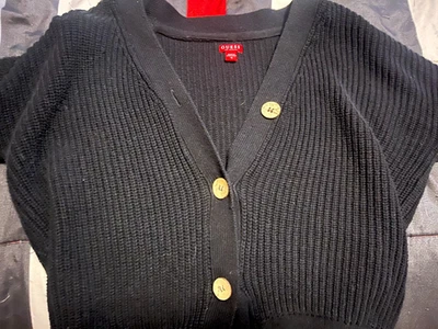 Suéter Cárdigan Tejido Negro GUESS Los Angeles - Talla Pequeña - Botón Frontal Foto 1 de 4