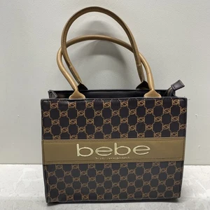 Bebe Brown Monogram Satchel Top Handle Bag - Picture 1 of 7