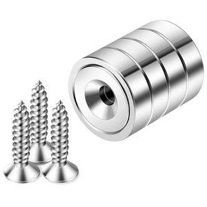 Imán Neosmuk, imán redondo fuerte de 22 lb con agujero en las 22 lb, plateado  - Imagen 1 de 7