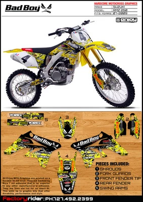 Adesivo gráfico bicicleta sujeira 2007 2008 2009 SUZUKI RMZ 250 BadBoy gráficos - Imagem 1 de 2