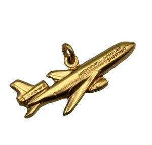 Vintage 14K Yellow Gold Airplane Charm Pendant - Picture 1 of 7