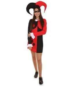 Adult Women's Harley Quinn Hearts Poker Dress Costume | Black and Red HC-483 - Picture 1 of 7