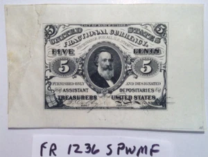 FR 1236 spwmf US Fractional Currency SPECIMEN UNC Plate number WATERMARKED paper - Picture 1 of 8