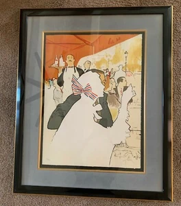 Litografía a color de Rene Gruau, “Bistro” - enmarcada/mate/firmada/numerada (140/300) - Imagen 1 de 11