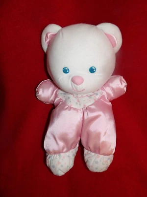 Doudou Peluche Ours Blanc Satin Rose  FISHER PRICE - Photo 1/2