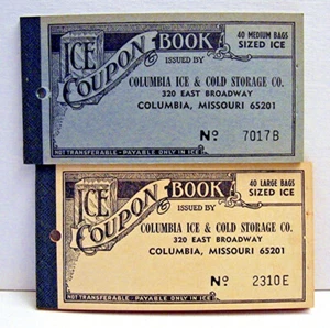 Vintage 2 Old Columbia Ice & Cold Storage Ice Coupon Booklet Unused Old Stock Mo - Picture 1 of 4