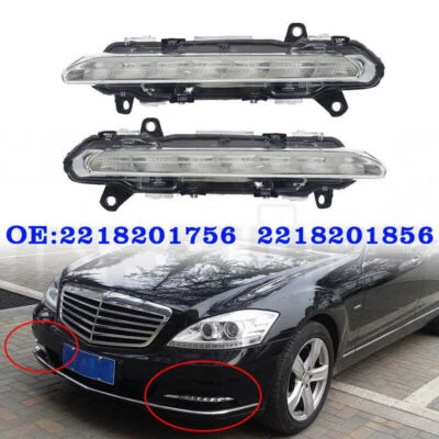 For 2009-2012 MERCEDES Benz S-Class W221 LED DRL Daytime Running Fog Lights - Image 1 of 4