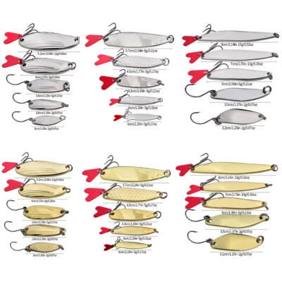 30pcs Colorful Metal Fishing Lure Trout Spoon Lure Bass Spinnner Baits Jig Hooks - Image 1 of 4