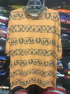 Trader Bay Tribal Stripe Vintage Orange Crew Neck Shirt Large #3366 - Picture 1 of 7
