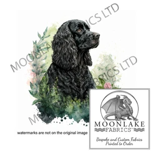 Cane - Pannelli artigianali in tessuto Black Cocker Spaniel USA in 100% cotone o poliestere - Foto 1 di 3