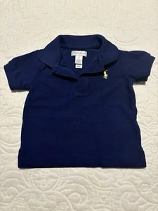 Ralph Lauren Polo Shirt Baby Boys 6 Months Blue Navy Small Pony Logo - Picture 1 of 2