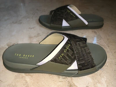 Sandalias Ted Baker MABLIS TEXT AM VERDE OSCURO 9-18371 para hombre talla 10 Foto 1 de 4