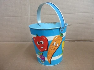 Vintage Ohio Art Vegetables Veggies Tin Pail Sand Bucket 8 - Picture 1 of 12
