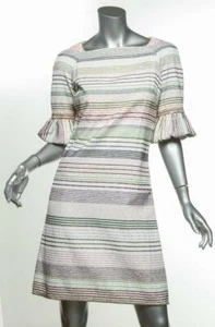 Chanel Damenkleid aus Baumwolle gestreift 3/4-Ärmel verziert knielang FR38 US6 - Bild 1 von 4