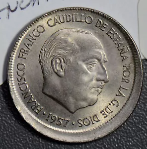 Spain 1957 (68) 5 Pesetas off center error rare S0180 combine shipping - Picture 1 of 2