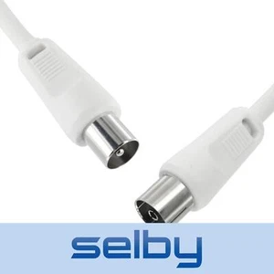 30cm White TV Antenna Cable PAL Male to Female Aerial Flylead Fly Lead Coax - Picture 1 of 4
