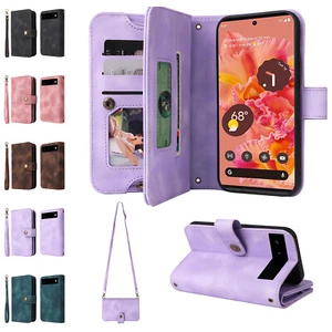 For Google Pixel 6/6a/6 Pro/7/7 Pro Magnetic Flip Stand Crossbody Wallet Case - Zdjęcie 1 z 72