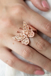 Paparazzi ~ Bona Fide Copper Rhinestone 🦋Butterfly Ring ~ 🦋NEW RELEASE 2021🦋 - Picture 1 of 2