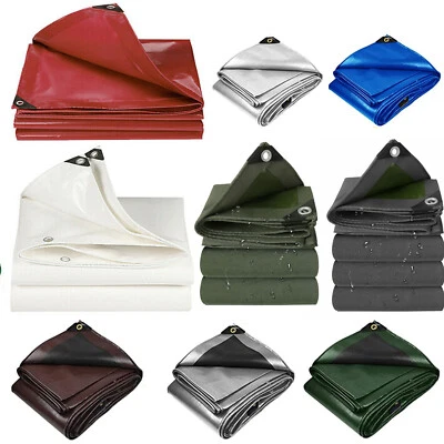 5-20Mil Heavy Duty Tarp Waterproof Poly Tarpaulin Sun Shade Canopy Tent Cover - Image 1 of 4