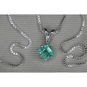 Colombian Emerald Necklace 0.86ct NaturalMay Birtstone Jewelry Pendant EP249 - Picture 1 of 5