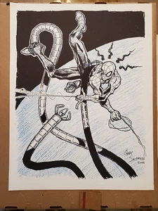 "ARTE ORIGINAL/LITHOGRATH SPIDER-MAN VS DOC OC DE GARY SHIPMAN 13"" X 17"" - Imagen 1 de 3