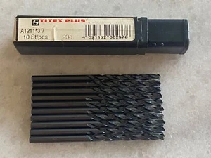 10 NEW TITEX PLUS A1211 3.7MM JOBBER TWIST DRILL HSS BITS, BLACK OXIDE - Picture 1 of 1