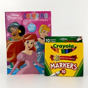Disney Princess Jumbo Coloring and Activity Book+Crayola Markers NEW 400+ Pages - Foto 1 di 18