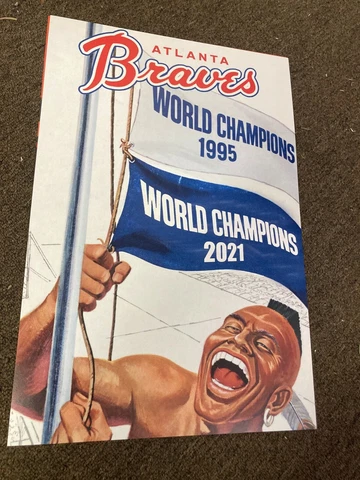 Atlanta Braves Vintage Style 1995 2021 World Series Champions Cardstock Poster Cover