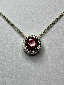 Ruby (Lab Created) Pendant Halo W/Diamond Accents 14K Yellow Gold - Picture 1 of 7