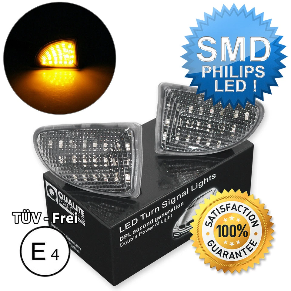 2x INTERMITENTES LATERALES LED BLANCO TRANSPARENTE PARA SMART 451 FORTWO CABRIO COUPE 07-14 - Imagen 1 de 1