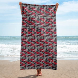 Hurricane Camo 30" x 60" Towel Beach Pool Bath Gift Red Gray Black - Picture 1 of 2