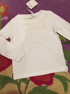 NWT 98 3T Jottum Adorable Nadien White Bow Cozy Jersey Top Tee Blouse - Picture 1 of 5