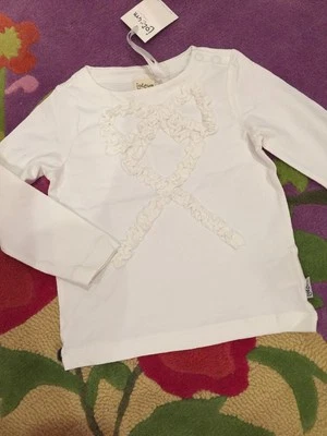 NWT 98 3T Jottum Adorable Nadien White Bow Cozy Jersey Top Tee Blouse - Image 1 of 4