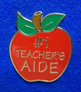 New ~ #1 Teacher's Aide Red Apple Educator "Thank You" Gift Award Lapel Pin - Picture 1 of 5