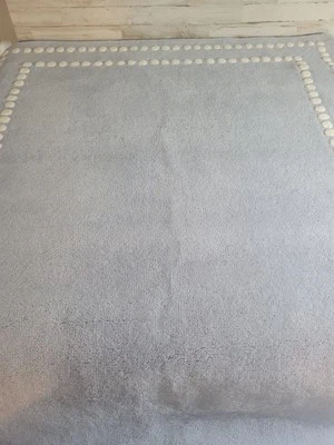 Pottery Barn Kids Pearl Dot Border Rug 4x6' Chambray Blue  - Image 1 of 3