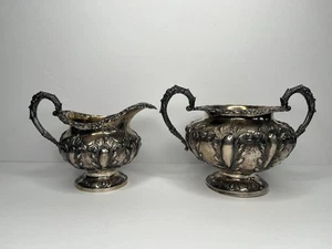 Antiguo juego de té victoriano de plata de ley de 2 piezas Londres 1863 por William Hunter - Imagen 1 de 24