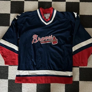 Camiseta estilo hockey vintage años 90 Starter Atlanta Braves - Hecha en Corea - Talla L - Imagen 1 de 6