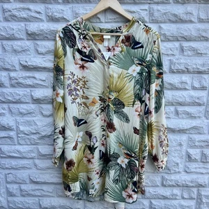 H&M Tropical Print Tunic Top UK 6 Long Sleeve Jungle Boho Mini Dress BNWT - Picture 1 of 6