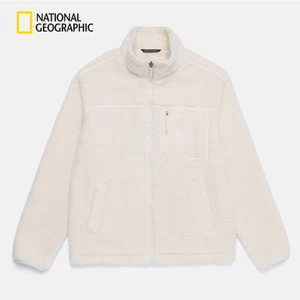 National Geographic Kotoni Stand Neck Fleece Jacket O/WHITE Asian Fit - Picture 1 of 6