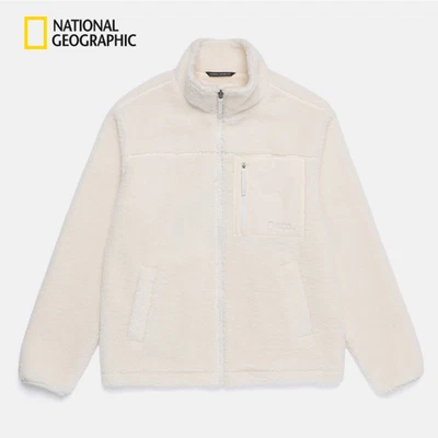 National Geographic Kotoni Stand Neck Fleece Jacket O/WHITE Asian Fit - Image 1 of 4