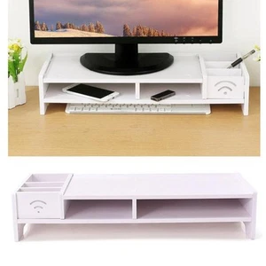 Computer Desktop Storage Rack Office Organizer Wooden Monitor Stand - Bild 1 von 4