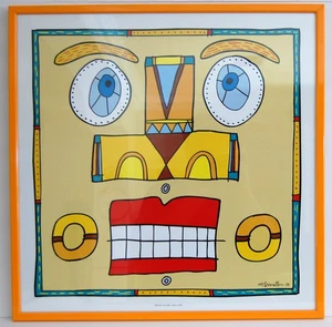 Original Mauricio Armellin Gerahmte Abstrakte Maske Kunstdruck "Brion" 2008 Lg 17X17 - Bild 1 von 24