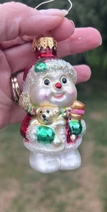 Muñeco de nieve de vidrio artesanal tesoros únicos de colección adorno de Navidad - Imagen 1 de 7